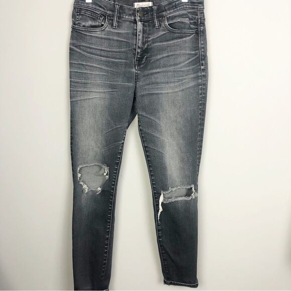 MADEWELL | Black Gray Wash Distressed High Riser Skinny Jeans Women’s Size 30/10 - Picture 4 of 14